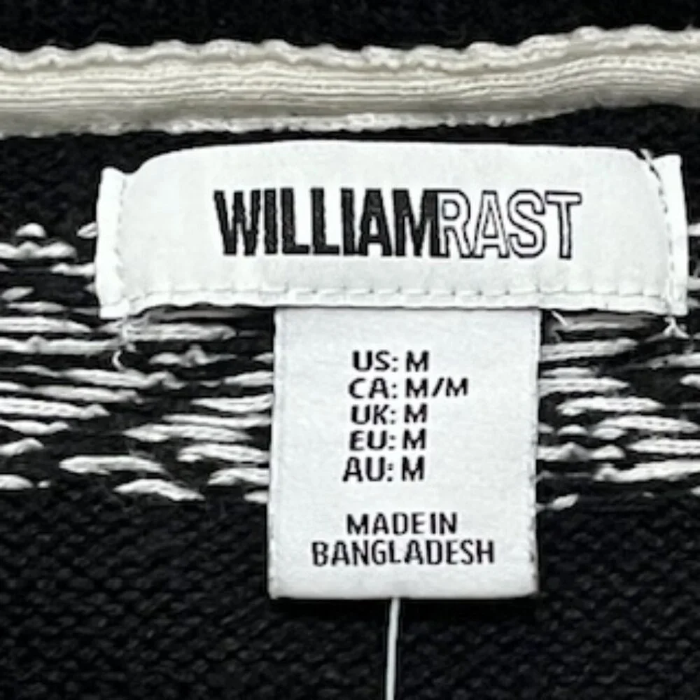 NEW‎ William Rast Sweater Men’s MEDIUM  Black & White Cotton Geometric